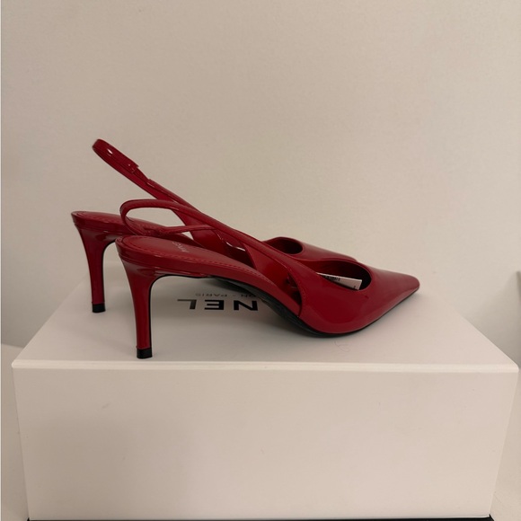 Mango Red Pointed Slingback Heels - Picture 4 of 6